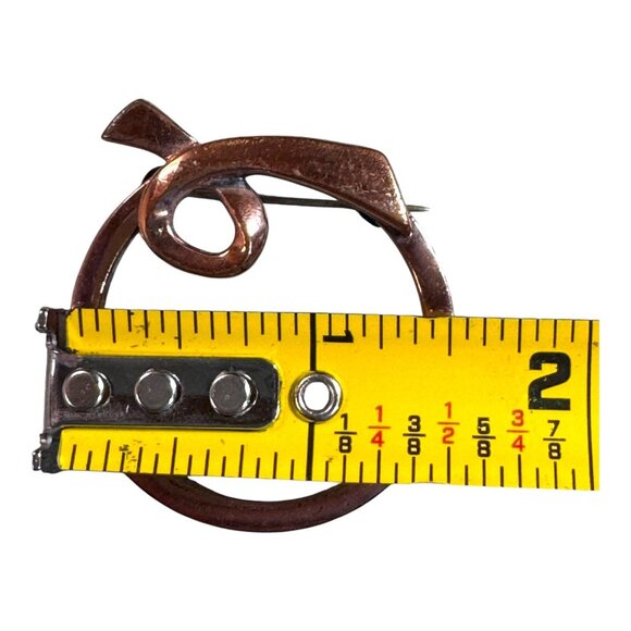 Vintage Renoir Copper Modernist MCM Circle Of Love Devotion 1.75'' Brooch Pin - Picture 4 of 6